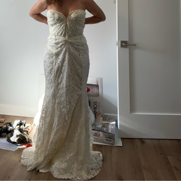 Sarah Seven wedding dress gold/ivory lace, purchased from resale bridal boutique - Picture 3 of 7